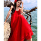 A Line Red Long Stunning Evening Gown Party Prom Dress       S7292