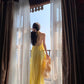A Line Yellow Long Stunning Evening Gown Party Prom Dress       S7295