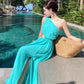 A Line Blue Long Stunning Evening Gown Party Prom Dress       S7279