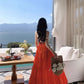 A Line Orange Long Stunning Evening Gown Party Prom Dress       S7290