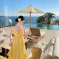 A Line Yellow Long Stunning Evening Gown Party Prom Dress       S7296