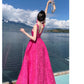 A Line Pink Long Stunning Evening Gown Party Prom Dress       S7306