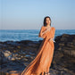 A Line Orange Long Stunning Evening Gown Party Prom Dress       S7302
