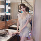 Ruffled tassel mesh dress pure and sweet high waist backless slim fit pleated hip skirt R3716
