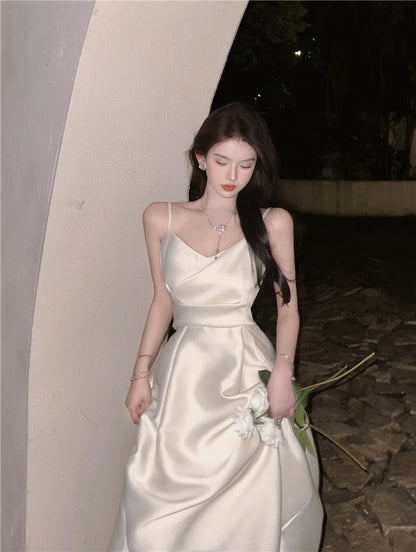 French suspender dress sexy sleeveless vest waist slim fit high-end dress skirt R1447