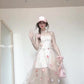 Flower suspender dress gentle temperament beautiful waist A-line long skirt R0661