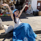 A Line Blue Long Stunning Evening Gown Party Prom Dress       S7291