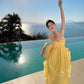 A Line Yellow Long Stunning Evening Gown Party Prom Dress       S7296