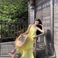 A Line Yellow Long Stunning Evening Gown Party Prom Dress       S7295