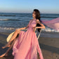 A Line Pink Long Stunning Evening Gown Party Prom Dress       S7307