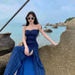 A Line Blue Long Stunning Evening Gown Party Prom Dress       S7301