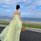 Tube Top Yellow Long Stunning Evening Gown Party Prom Dress       S7276