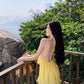 A Line Yellow Long Stunning Evening Gown Party Prom Dress       S7295