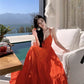 A Line Orange Long Stunning Evening Gown Party Prom Dress       S7290