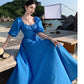 A Line Blue Long Stunning Evening Gown Party Prom Dress       S7277