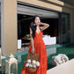 A Line Orange Long Stunning Evening Gown Party Prom Dress       S7290