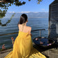 A Line Yellow Long Stunning Evening Gown Party Prom Dress       S7282