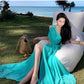 A Line Blue Long Stunning Evening Gown Party Prom Dress       S7279