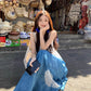 A Line Blue Long Stunning Evening Gown Party Prom Dress       S7291