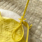 Yellow holiday style dress ruffle stitching halter neck suspender dress French long skirt R2286