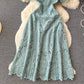 Retro round neck lotus leaf sleeve lace dress new style slim temperament elegant long skirt R2259