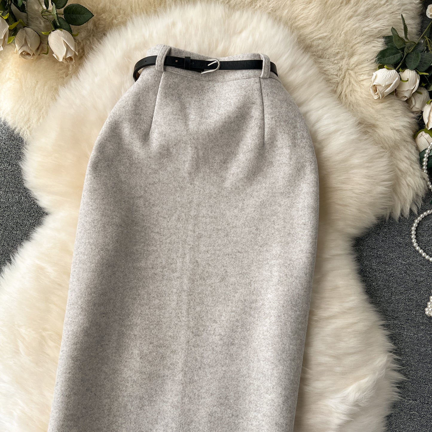 Skirt temperament all-match high waist hip skirt slim fit medium length slit straight skirt R2266