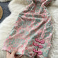 New retro embroidery print improved girl dress short sleeve slit hip cheongsam R2287