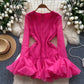 European and American style petal sleeve dress with ruffle design, unique temperament short skirt R2277