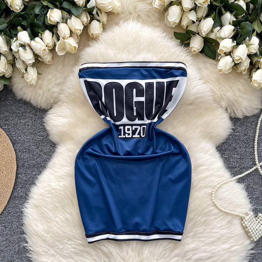 European and American style pure desire sexy letter print slim fit hip skirt hot girl short skirt R2207