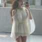 Temperament three-dimensional flower halter neck dress beautiful waist A-line short skirt R0653