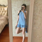 French style blue Chanel style vest dress beautiful loose A-line short skirt R0868