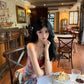 Sexy slim waist suspender dress beautiful printed hip skirt R0577