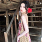 Women's Retro Floral Sling Dress Beautiful Waist A-Line Long Dress R0605