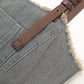 Fashion brand retro college style raw edge denim mid-length overalls all-match suspender dress R0072