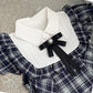 Retro plaid college style fake two-piece dress for women sweet temperament princess dress R0030