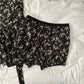 French black floral tea dress 2025 new waist slimming dress R0049