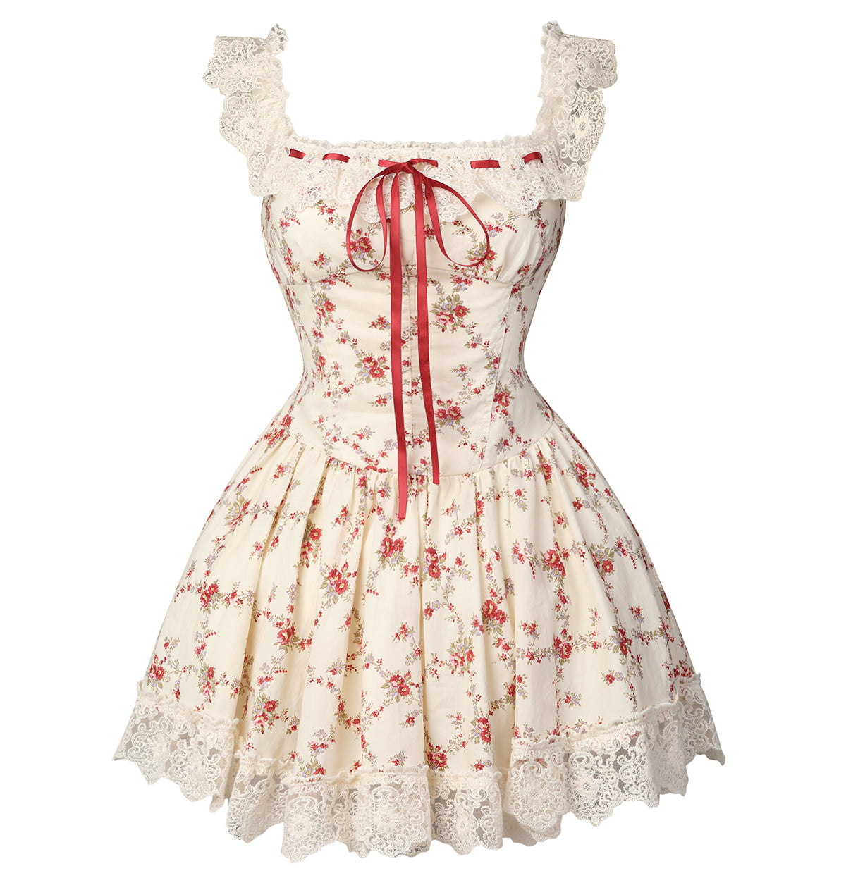 Tea break French lace floral suspender dress 2025 new princess puffy skirt R0025