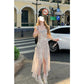 French style small flying sleeve irregular ruffle dress new style seaside holiday dress R0033