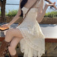 Tea break French style short front and long back suspender skirt 2025 new design irregular long skirt R0066
