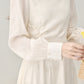 Temperament gentle style white long-sleeved dress new style small long skirt R1965