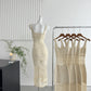 Knitted sexy hollow long skirt hip-wrapped glittering suspender dress R2081