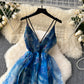 Party dinner dress high-end hollow backless sling waist organza fluffy dress R2229