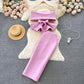 Palace style dress suit sexy one shoulder waist lotus leaf hem top versatile skirt two piece suit R2251