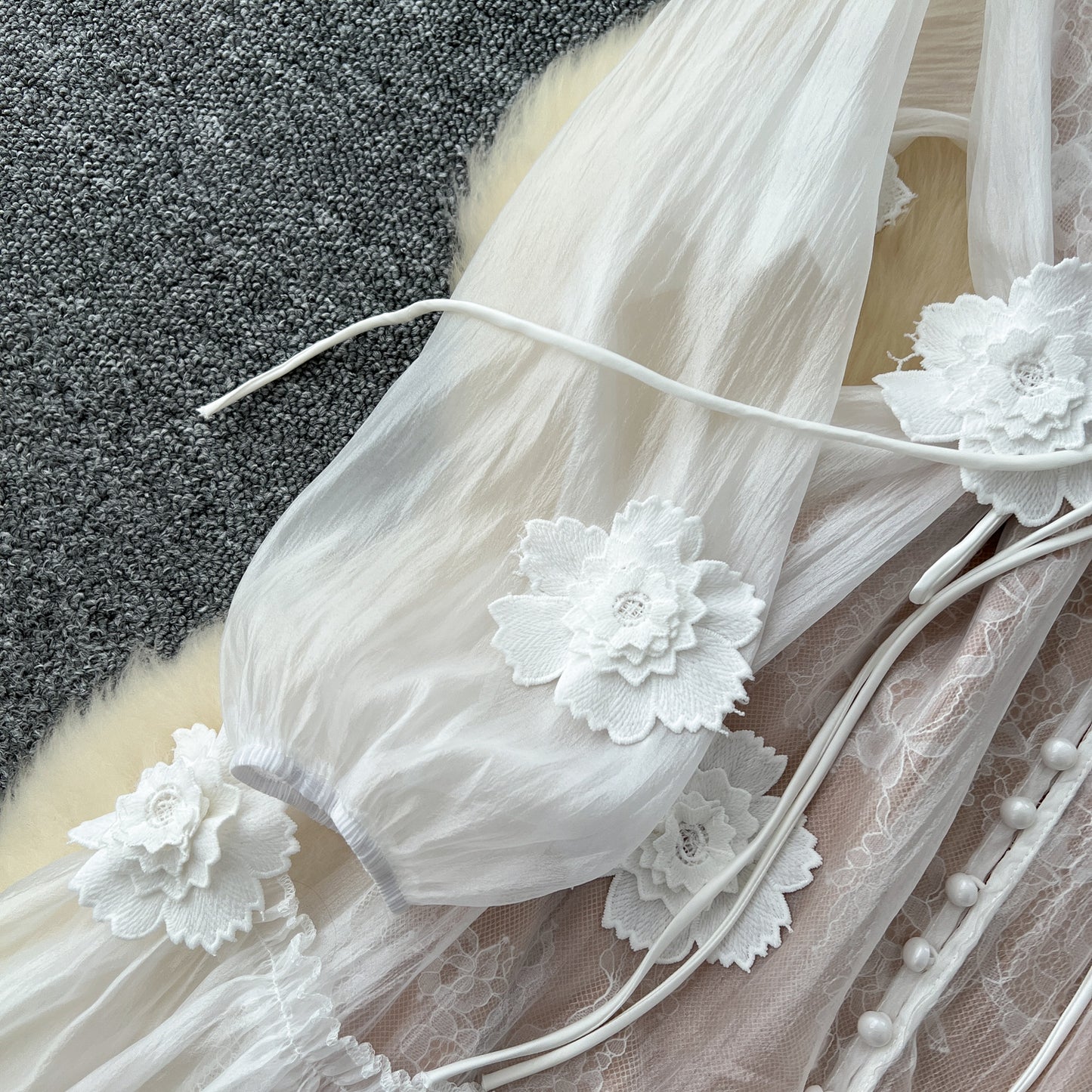 Holiday dress 2025 three-dimensional flower strap mesh skirt + suspender skirt R2261