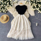 European and American style high-end dress mesh design waist slimming super fairy long skirt R2228
