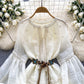 French court style dress sweet embroidery lace lantern sleeves ruffled holiday tutu skirt R2224