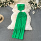 Hot girl style tube top short versatile pleated slim skirt fashionable two-piece skirt suit R2239