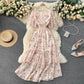 Seaside holiday dress 2025 new sexy V-neck waist slim long chiffon floral beach dress R2262