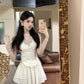 High-end halter neck rhinestone design sleeveless top for petite high waist slimming hip skirt suit R3673