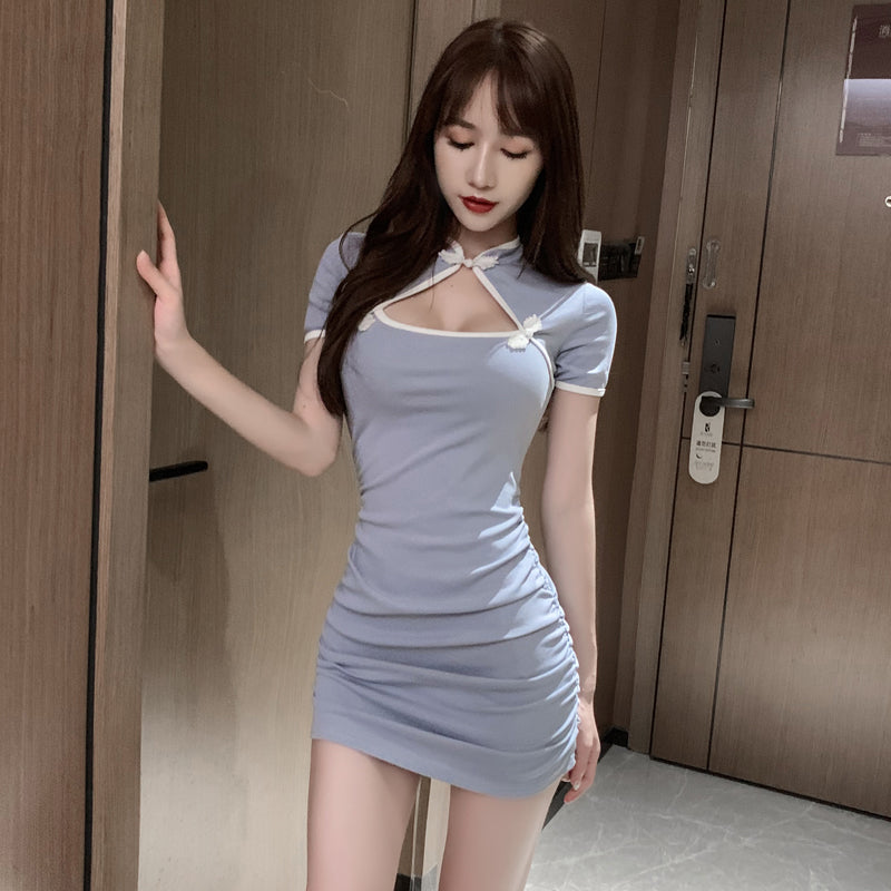 2025 summer new French style retro young girl sexy tight dress R3675